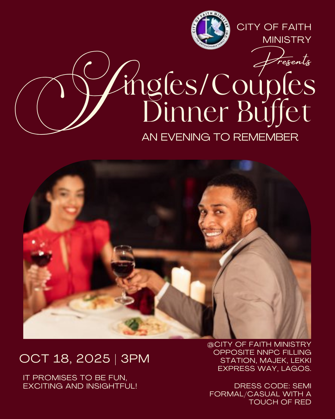Singles/Couples dinner buffet Flyer